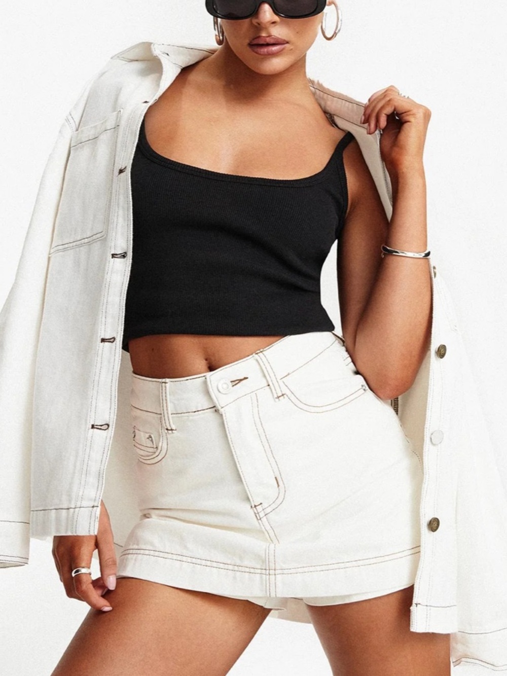 Princess Polly White Denim Mini Skirt